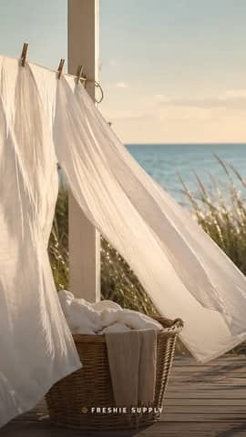 Beach Linen phone wallpaper preview: the Beach Linen scene with a small Freshie Supply mark at the bottom edge