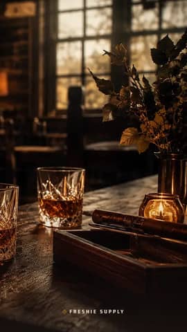 Bourbon and Oak phone wallpaper preview: the Bourbon and Oak scene with a small Freshie Supply mark at the bottom edge