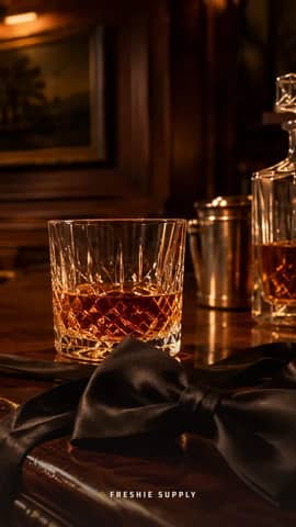 Bow Ties & Bourbon phone wallpaper preview: the Bow Ties & Bourbon scene with a small Freshie Supply mark at the bottom edge