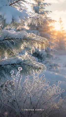 Fresh Sparkling Snow phone wallpaper preview: the Fresh Sparkling Snow scene with a small Freshie Supply mark at the bottom edge