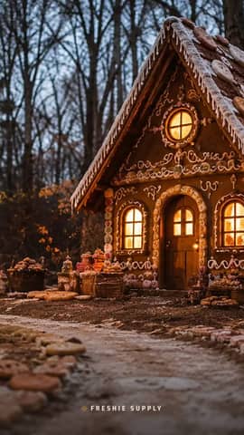 Hansel & Gretel House phone wallpaper preview: the Hansel & Gretel House scene with a small Freshie Supply mark at the bottom edge