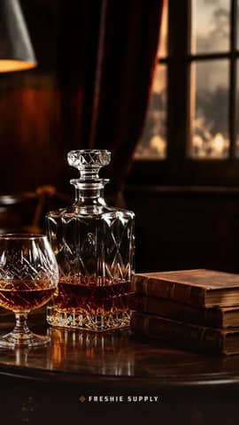 Leather & Brandy phone wallpaper preview: the Leather & Brandy scene with a small Freshie Supply mark at the bottom edge
