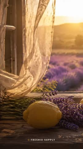 Lemon Lavender phone wallpaper preview: the Lemon Lavender scene with a small Freshie Supply mark at the bottom edge