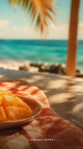 Mango Sorbet phone wallpaper preview: the Mango Sorbet scene with a small Freshie Supply mark at the bottom edge