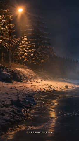 Night Ice phone wallpaper preview: the Night Ice scene with a small Freshie Supply mark at the bottom edge