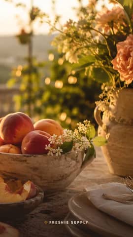 Peach Bellini phone wallpaper preview: the Peach Bellini scene with a small Freshie Supply mark at the bottom edge
