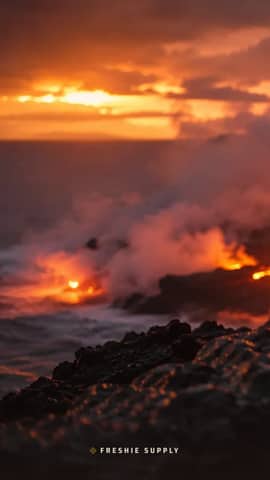 Volcano phone wallpaper preview: the Volcano scene with a small Freshie Supply mark at the bottom edge
