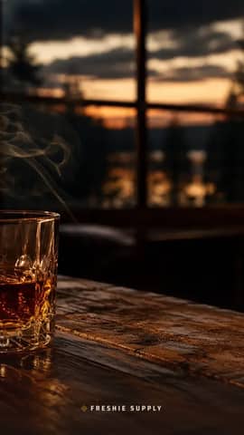 Whiskey and Smoke phone wallpaper preview: the Whiskey and Smoke scene with a small Freshie Supply mark at the bottom edge